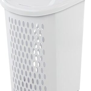 2-Bushel Capacity Laundry Basket With Wheels and Lid,Plastic Rolling Laundry Hampers,Retractable handle,White,Suitable for use in Home and Dormitories