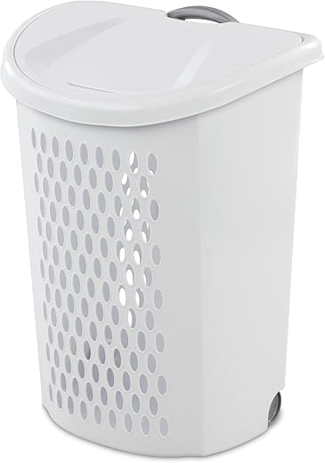 2 bushel capacity laundry basket with wheels and lid,plastic rolling laundry hampers,retractable handle,white,suitable for use in home and dormitories 2-Bushel Capacity Laundry Basket With Wheels and Lid,Plastic Rolling Laundry Hampers,Retractable handle,White,Suitable for use in Home and Dormitories