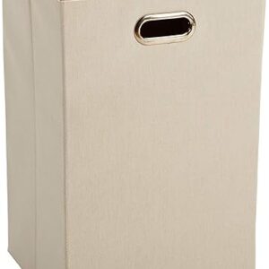 Amazon Basics Rectangular Foldable Laundry Basket Hamper, Beige/Brown