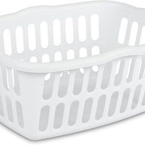 Sterilite 12-Pack Rectangular Laundry Basket, Plastic Clothes Hamper, 1.5 Bushel, White - Dirty Clothing Storage Organizer with Handles for Bedroom, Bathroom, and Closet