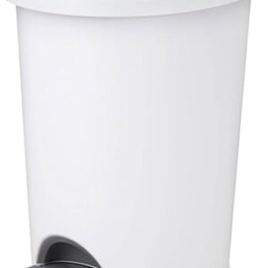 Home Sterilite 2.6 Gallon Ultra StepOn Wastebasket w/ Lid, Small Plastic Trash Can for the Bathroom, Bedroom, or Dorm, Pedal and Liner, White, 2-Pack