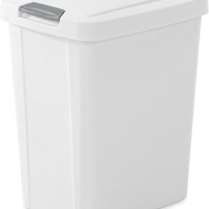 Home Sterilite 7.5 Gallon TouchTop Wastebasket Trash Can with Pop Up Lid for Kitchen, Bathroom, Mudroom or Office, 4 Pack, White