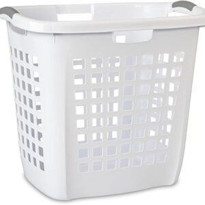 Sterilite Ultra Easy Carry Laundry Hamper, Comfort Handles to Easily Carry Clothes Between the Bedroom and Laundry Room, Plastic, White, 4-Pack