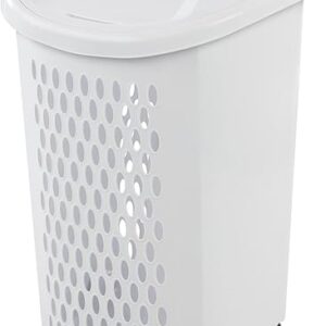 Wheeled Plastic Laundry Hamper,135 L Sized Plastic Laundry Basket Large Rolling Laundry Hamper with Lid Pull Handle & Side Grips Ventilated Clothes Basket for Home, Dorm, or...